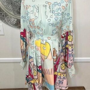 Heart Print Pastel A-Line Dress